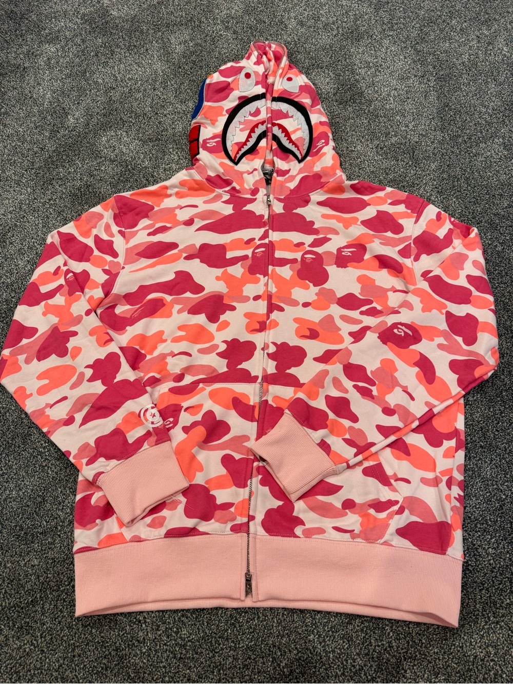 Bape Pink Coral Camo Shark Zip-Up Hoodie